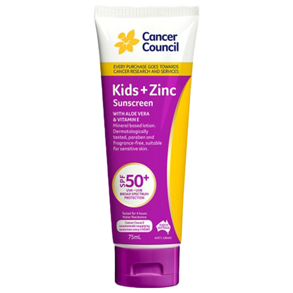 Aero Healthcare CANCER COUNCIL SPF50+ Kids+Zinc Sunscreen Tube 75mL