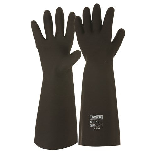 ProChoice L/9 Chemical Resistant Glove BLACK-KNIGHT Latex Gauntlet. Length 45cm (BK)