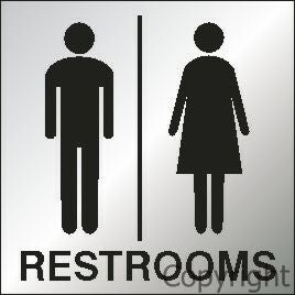 RESTROOMS 150mm Square Reversed Perspex / Vinyl Laminate