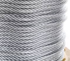 20m x 6mm Galvanized  wire rope (7/19) MBF 25kN Grade 2070