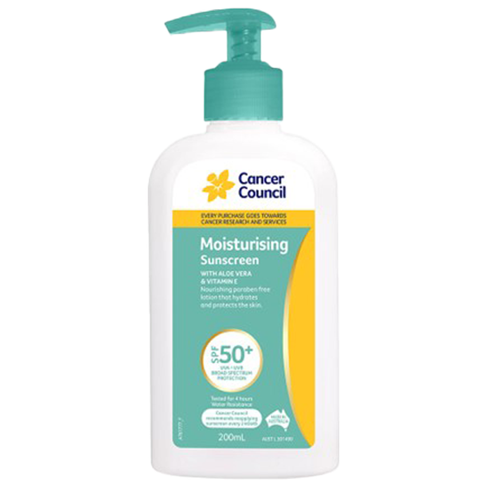 Aero Healthcare CANCER COUNCIL SPF50+ Moisturising Sunscreen Pump 200mL