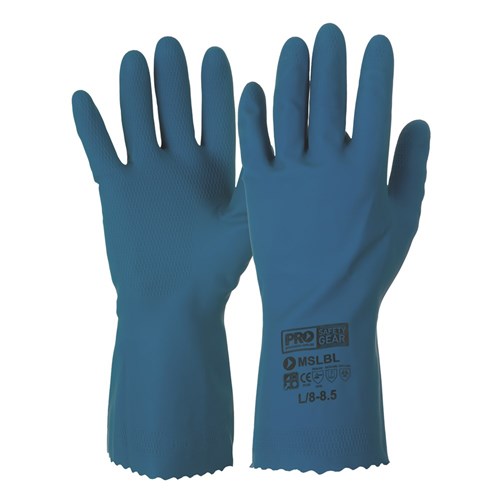 ProChoice S/6 Synthetic Latex Glove Silverlined Latex Rubber Household Gloves - Blue (MSLB)