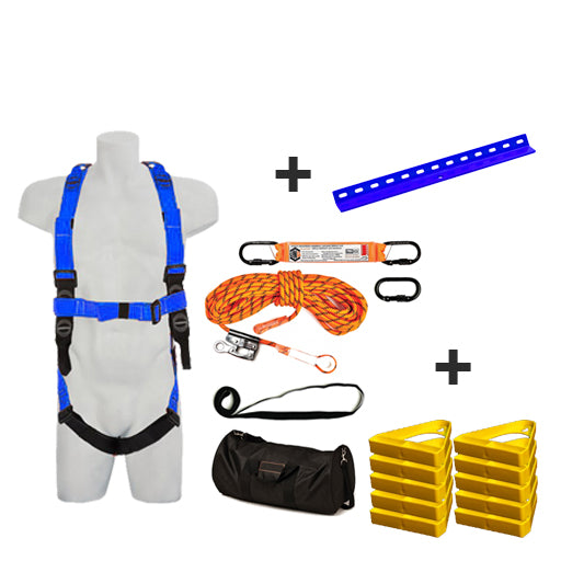 Roofer's Kit with Harness, 15kN Roof Anchor, Roof Handles and 15m Ropeline