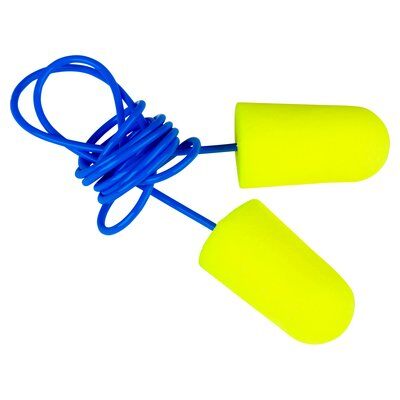 3M E-A-R soft Yellow Neons Large Corded Earplugs, Poly Bag 200 pairs/box