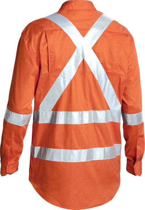 Bisley 3M X Taped Hi Vis Long Sleeve Mens Drill Long Sleeve Shirt