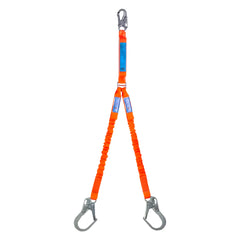 SpanSet ERGO Web  Elasticated  - Twin Energy Absorbing Lanyard with Double Action Scaffolding Hooks