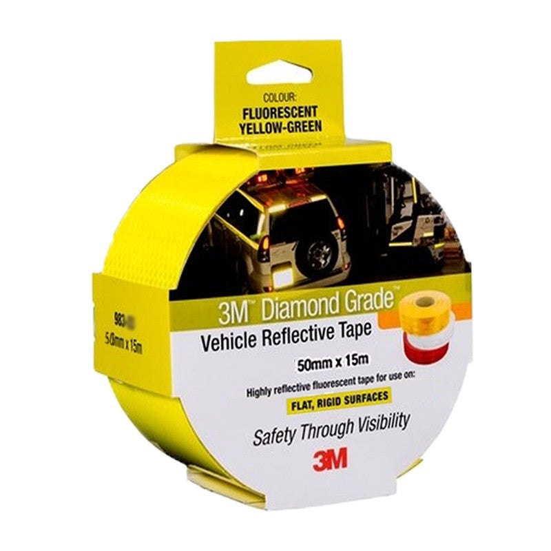 15m x 50mm FLURO YELLOW-GREEN 3M 983 Diamond Grade Reflective Vehicle Marking Tape (983-23 ES)