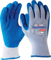 Maxisafe Blue Grippa Glove ,Knitted Poly Cotton, Blue Latex Dipped Palm (12 Pairs)