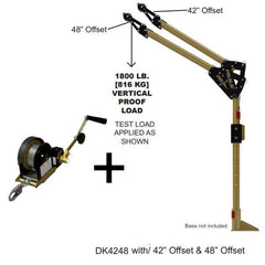 Pelsue Davit arm, mast 1219mm reach-Pelsue 100"/ -30m S/S cable man rated winch 140kg