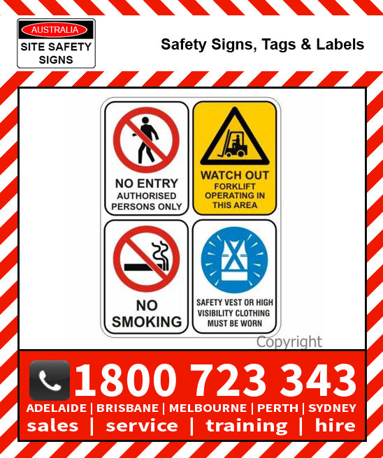 COMBINATION 4 IN 1 SIGN SS VINYL 300x450mm