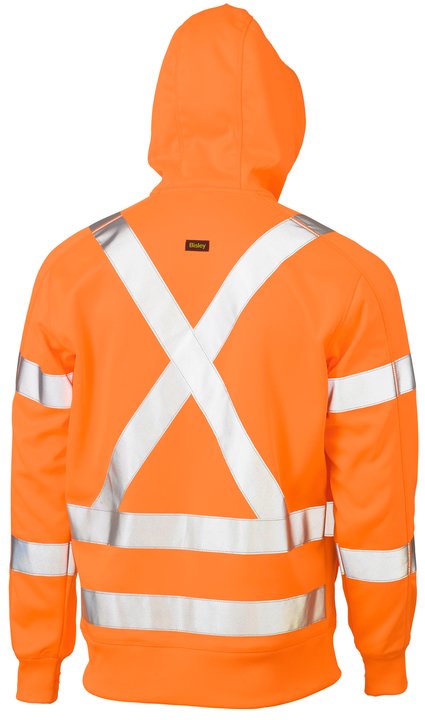 Bisley X Taped Hi Vis Zip Front Fleece Hoodie