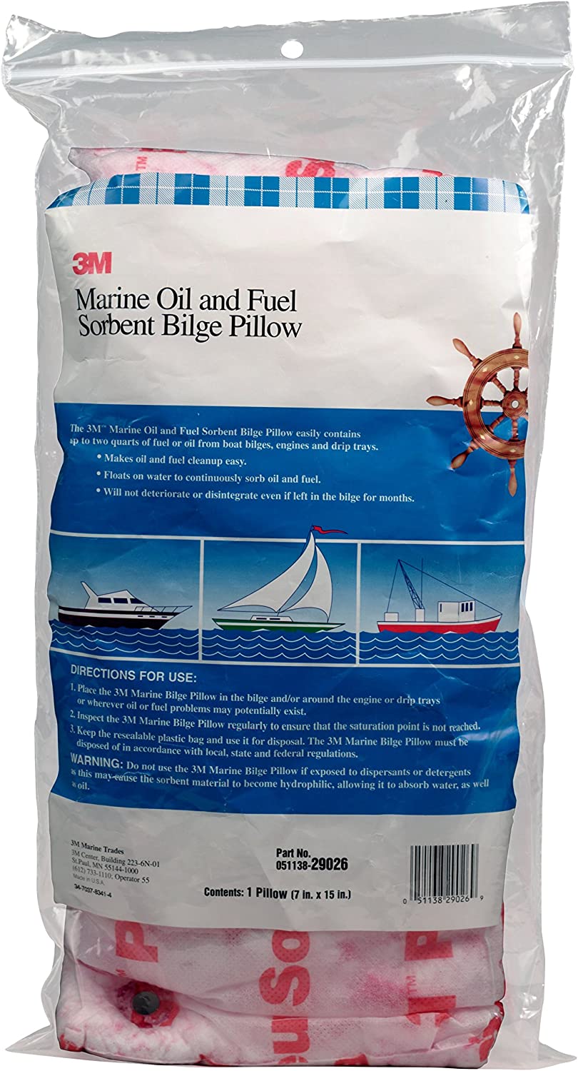 3M Marine Oil and Fuel Sorbent Pillow (29026) - Individual, 7 Inches x 25 Inches