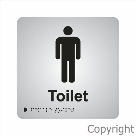 MENS TOILET 180x180mm Anodised Aluminium & Braille