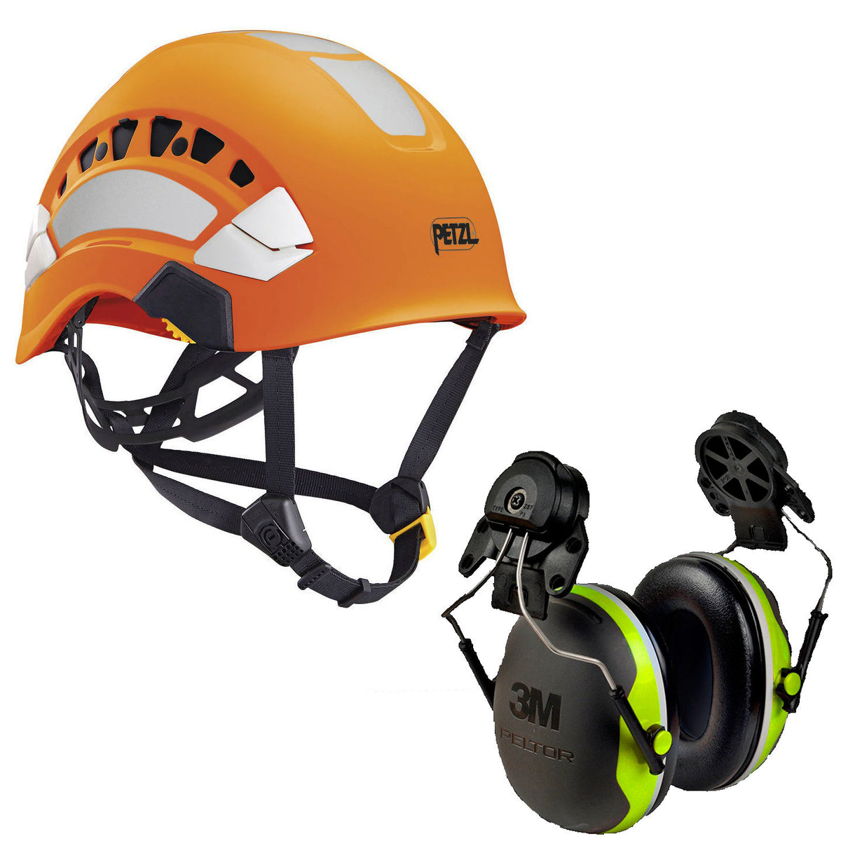 Petzl Vertex Vent AS/NZ 1801 Helmet Hi-Vis Orange (A010EA01) & 3M Earmuffs X4P3G/E