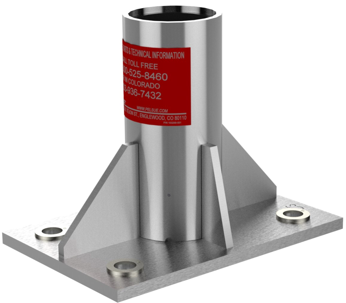 Floor mounted center base plate/sleeve, stainless steel