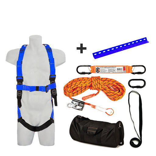 Roofer's Kit with Safety Harness, 15kN Roof Anchor and 25m Ropeline