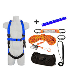 Roofer's Kit with Safety Harness, 15kN Roof Anchor and 25m Ropeline