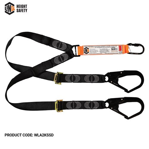 LINQ Elite Double Leg Shock Absorbing 2M Adjustable Lanyard