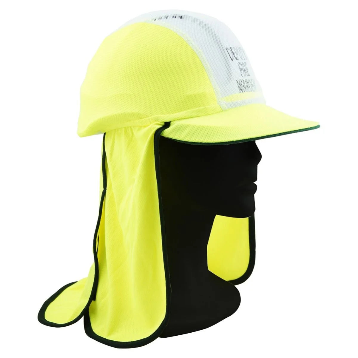 On Site Safety Fitover hat (Large) for motorbike, bicycle, equine helmets with legionnaire neck flap (Neon Yellow)