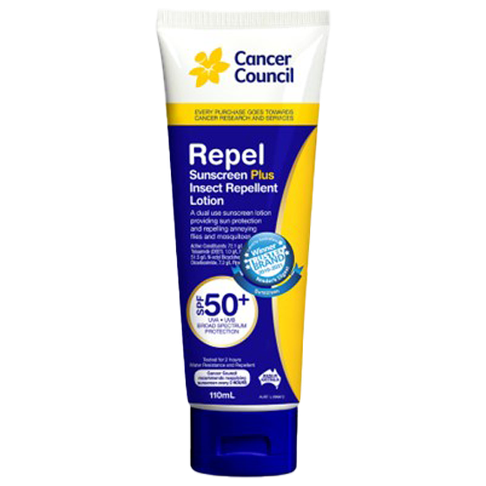 Aero Healthcare CANCER COUNCIL SPF50+ Repel Sunscreen+Insect Repellent Tube 110mL