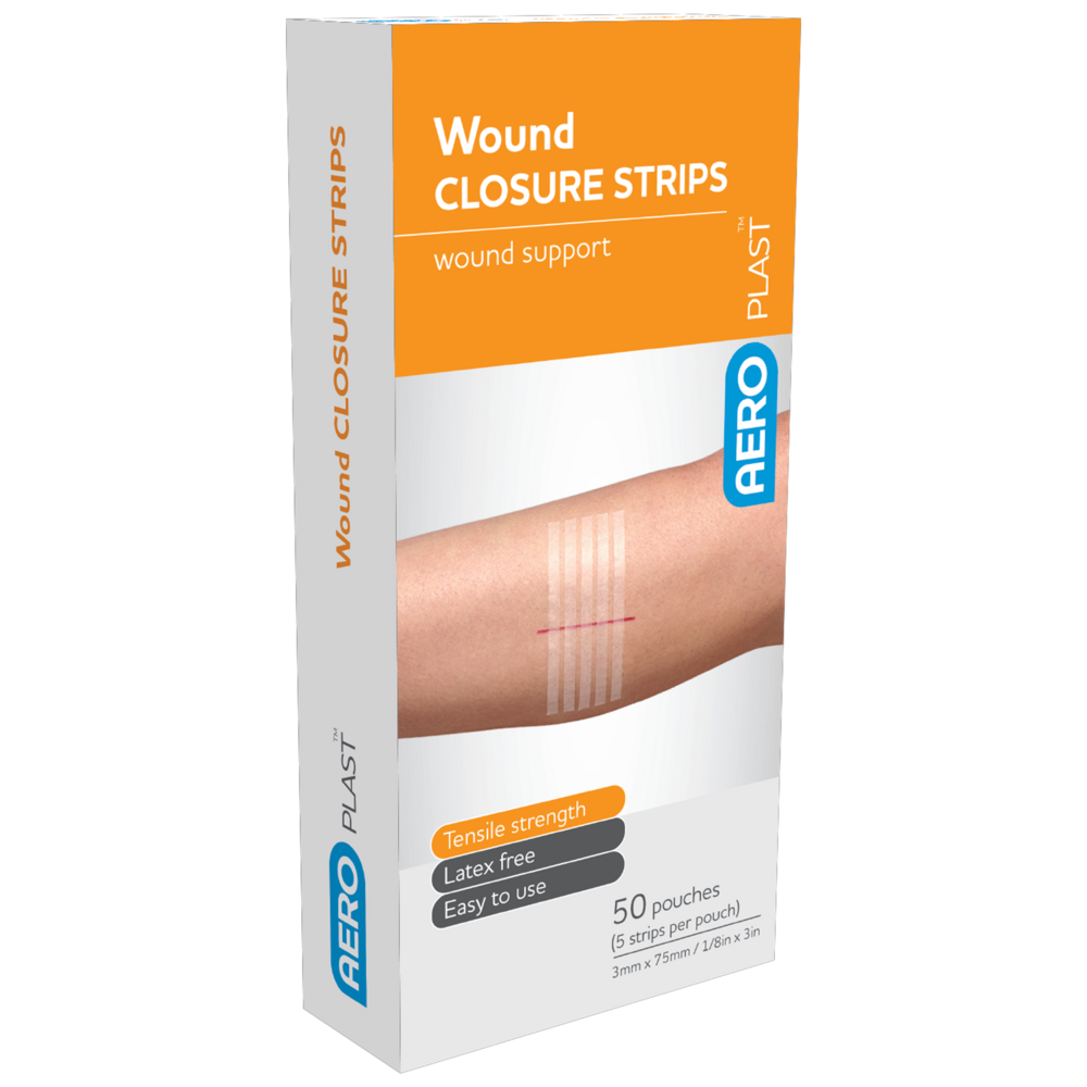 Aero Healthcare AEROPLAST Wound Closure Strips 3 x 75mm 5 strips/card (50 Cards Of 5) Box/250