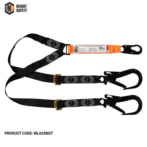 LINQ Elite Double Leg Shock Absorbing 2M Adjustable Lanyard