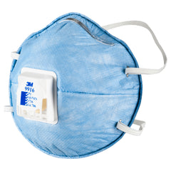 3M Cupped Particulate Respirator 9916, P1 with Nuisance Level* Acid Gas Relief, valved, 10/Box, 6 Boxes/Case
