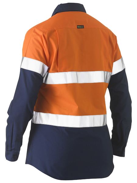 Bisley Bisley Recycle Women's Taped Two Tone Hi Vis Drill Shirt