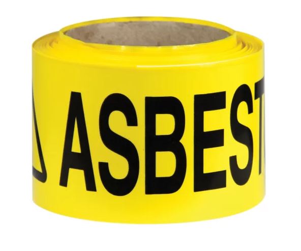 75mm x 100mtr - Barrier Tape - Black/Yellow -  Caution Asbestos (BT3Y3)