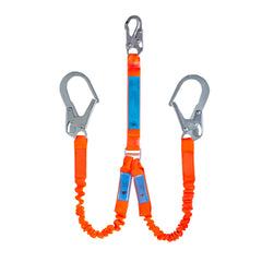 SpanSet ERGO Web  Elasticated  - Twin Energy Absorbing Lanyard with Double Action Scaffolding Hooks
