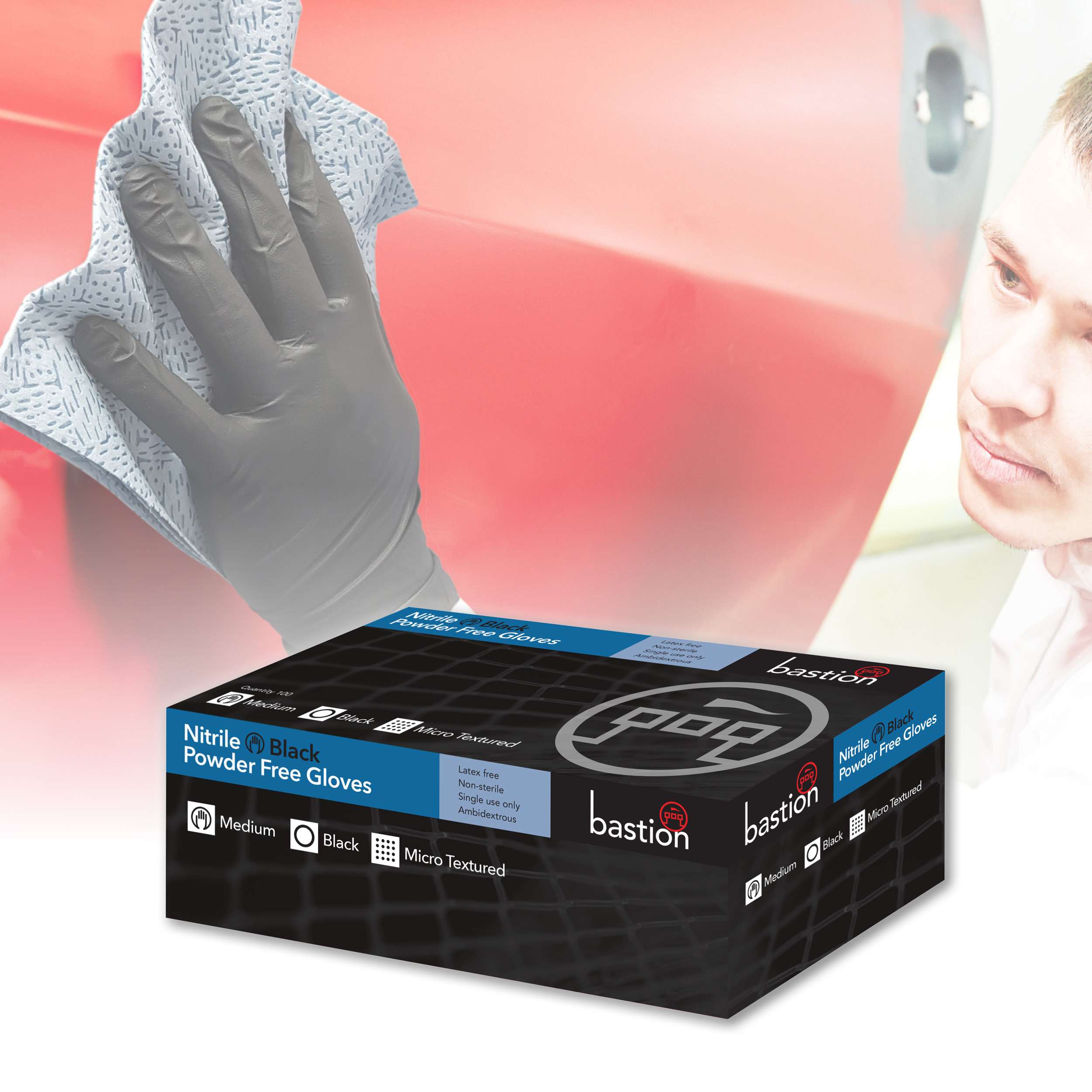 Bastion Nitrile  Gloves  -  Powder  Free  -  Micro Textured