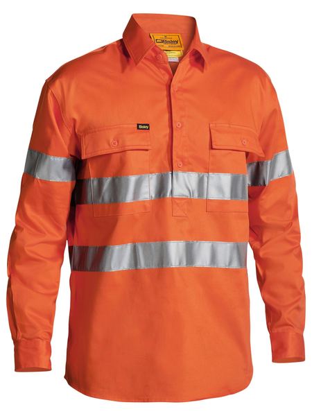 Bisley Taped Hi Vis Closed Front Drill Shirt