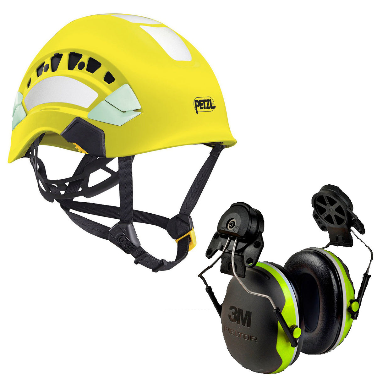 Petzl Vertex Vent AS/NZ 1801 Helmet Hi-Vis Yellow (A010EA00) & 3M Earmuffs X4P3G/E