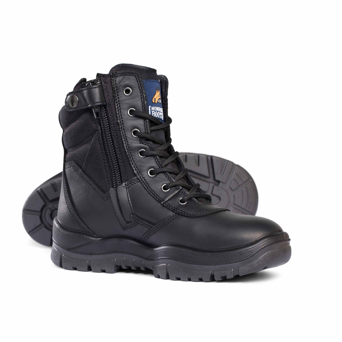 SIZE 8 Mongrel Black High Leg ZipSider Boot Work (951020)