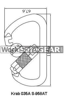 25kN Triplelock Karabiner aluminium Hook Connector (Krab 035A S-958AT WSG)