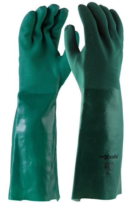 Maxisafe Green Double Dipped Pvc Gauntlet (12 Pairs)