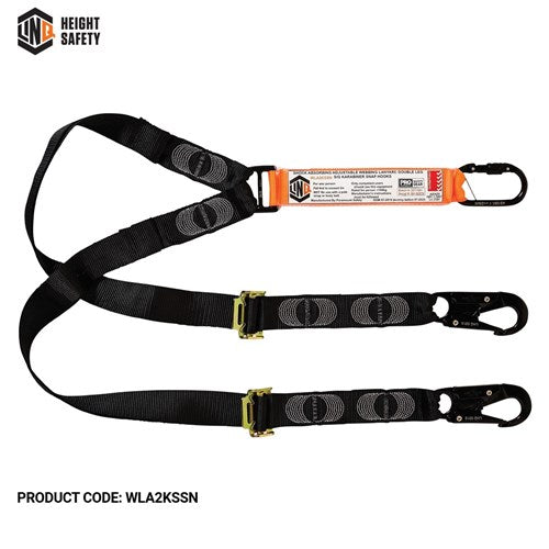 LINQ Elite Double Leg Shock Absorbing 2M Adjustable Lanyard