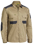 LARGE KHAKI Bisley Flex & Move Mechanical Stretch Long Sleeve Shirt (BS6133)