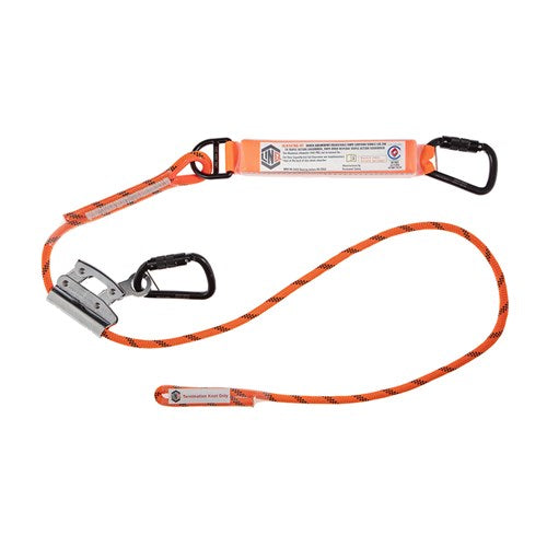 LINQ Single Leg 2M Shock Absorb Adjustable Rope Lanyard with Hardware KT & KT (RLA1KTRG-KT)