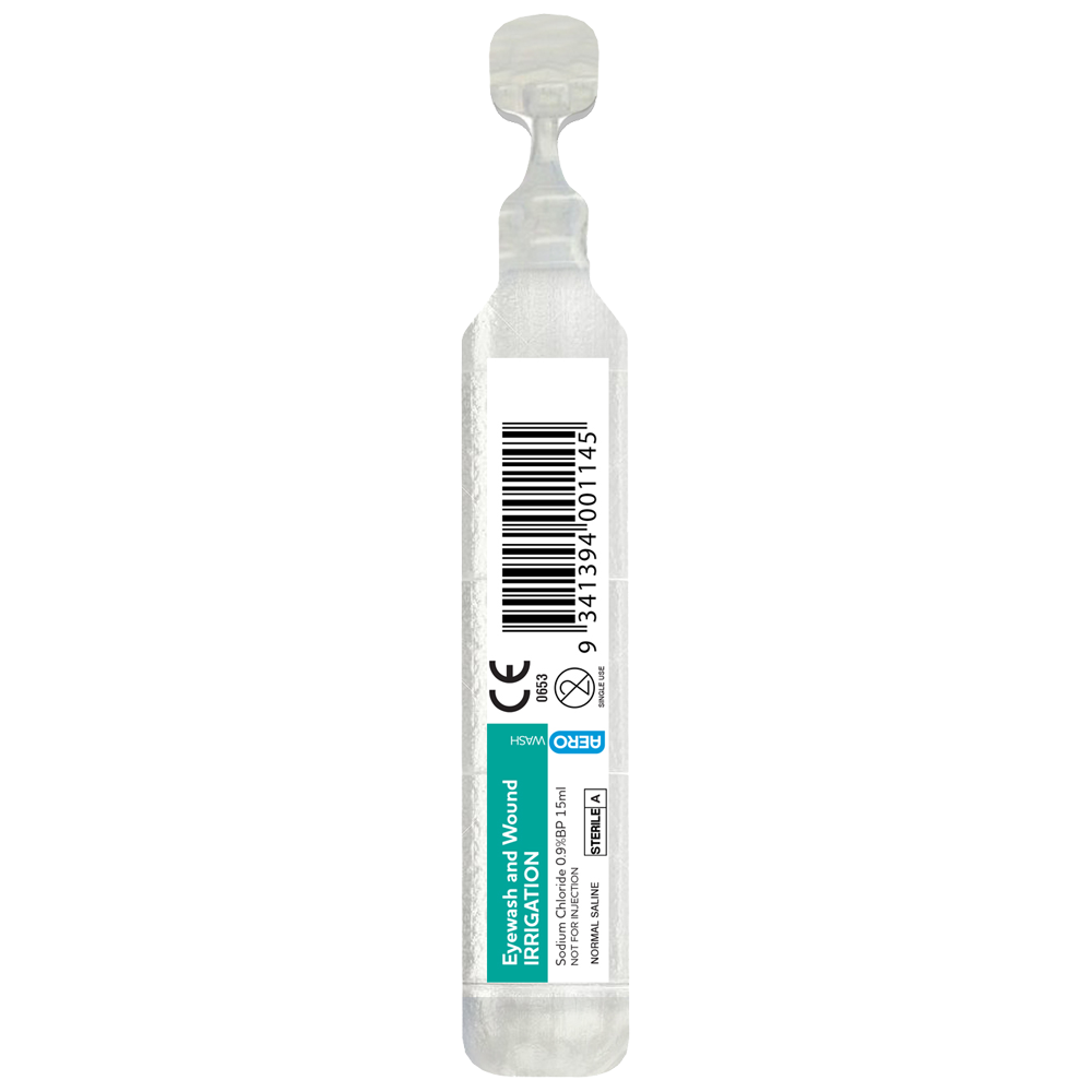 Aero Healthcare AEROWASH Sodium Chloride Eyewash Ampoule 15ml Carton / 250
