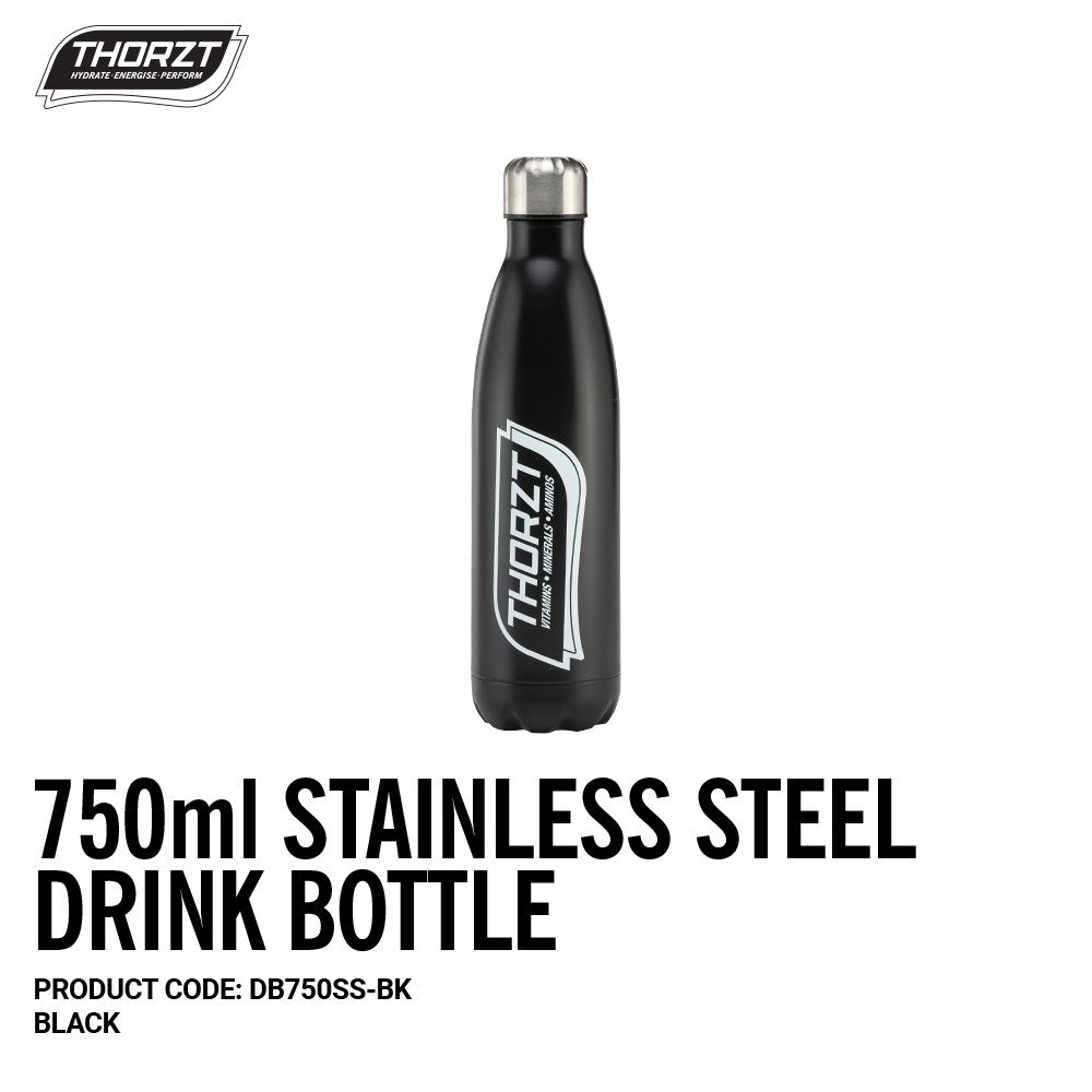 THORZT 750ml Stainless Steel Drink Bottle Black