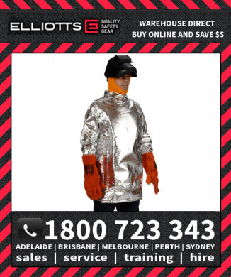 Elliotts Aluminised KEVLAR UNLINED COAT SHORT Furnace FR Welding Protective Clothing Workwear (AKC91U)