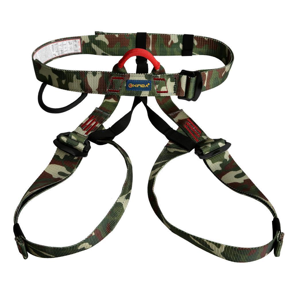 Camo Tree Carving Rock Climbing Safety Rappelling Sit Belt Harness Equipment