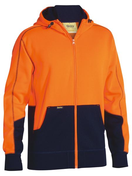 Bisley Hi Vis Zip Front Fleece Hoodie