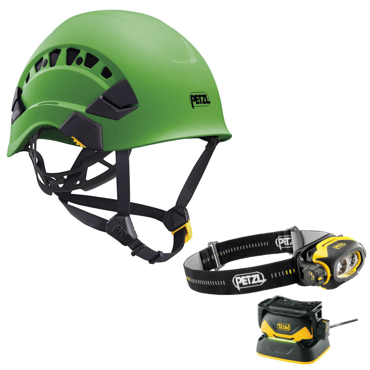 Petzl Vertex Vent Helmet Green (A010CA06) & Pixa 3R E78CHR2