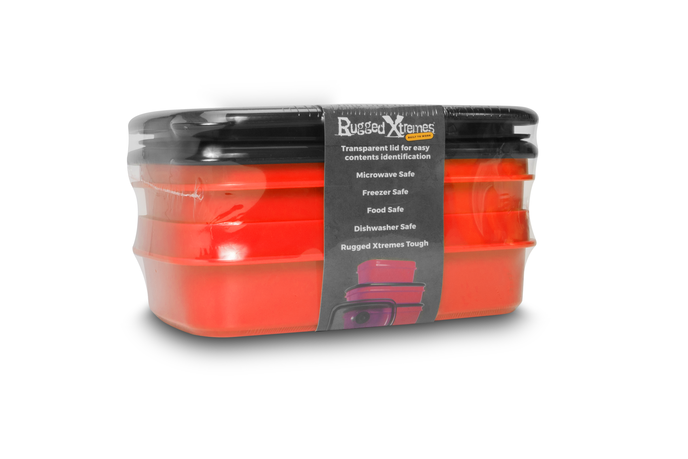 Rugged Xtremes 3 Pack Red Assorted Resusable Containers (RX11L001RD)