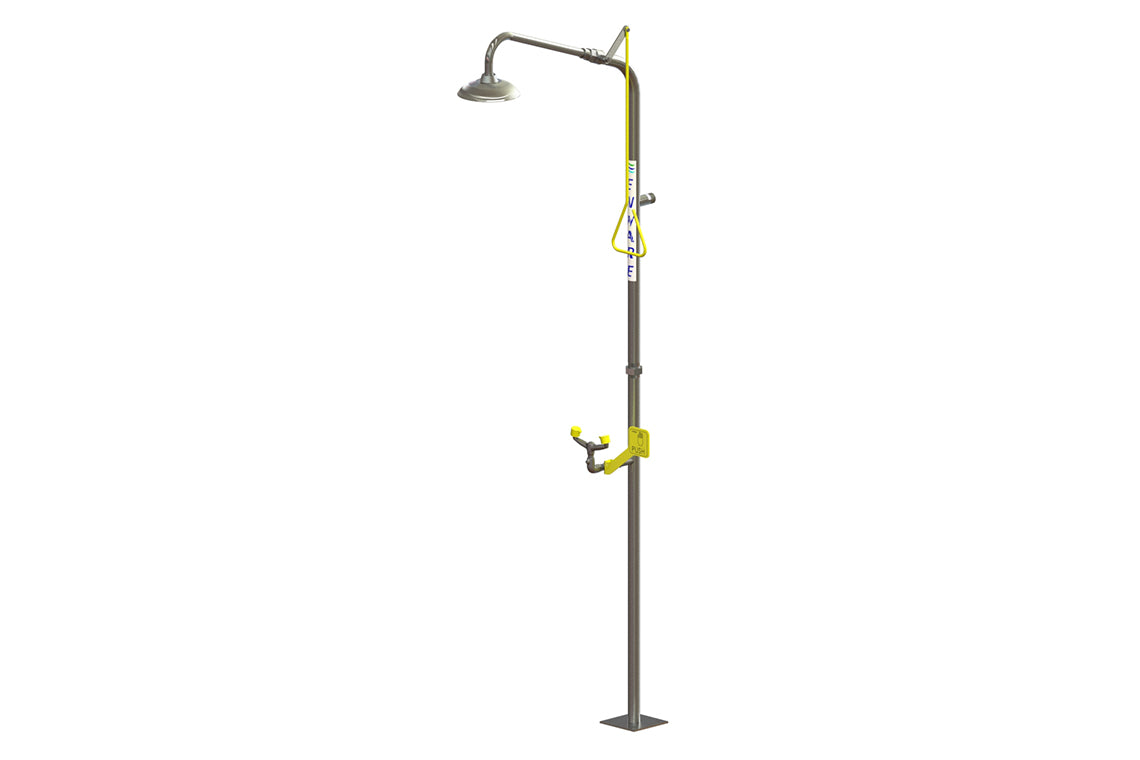 Enware Combination Emergency Showers and Hand Operated Eye Wash - No Bowl - Powder Coated Finish - YELLOW