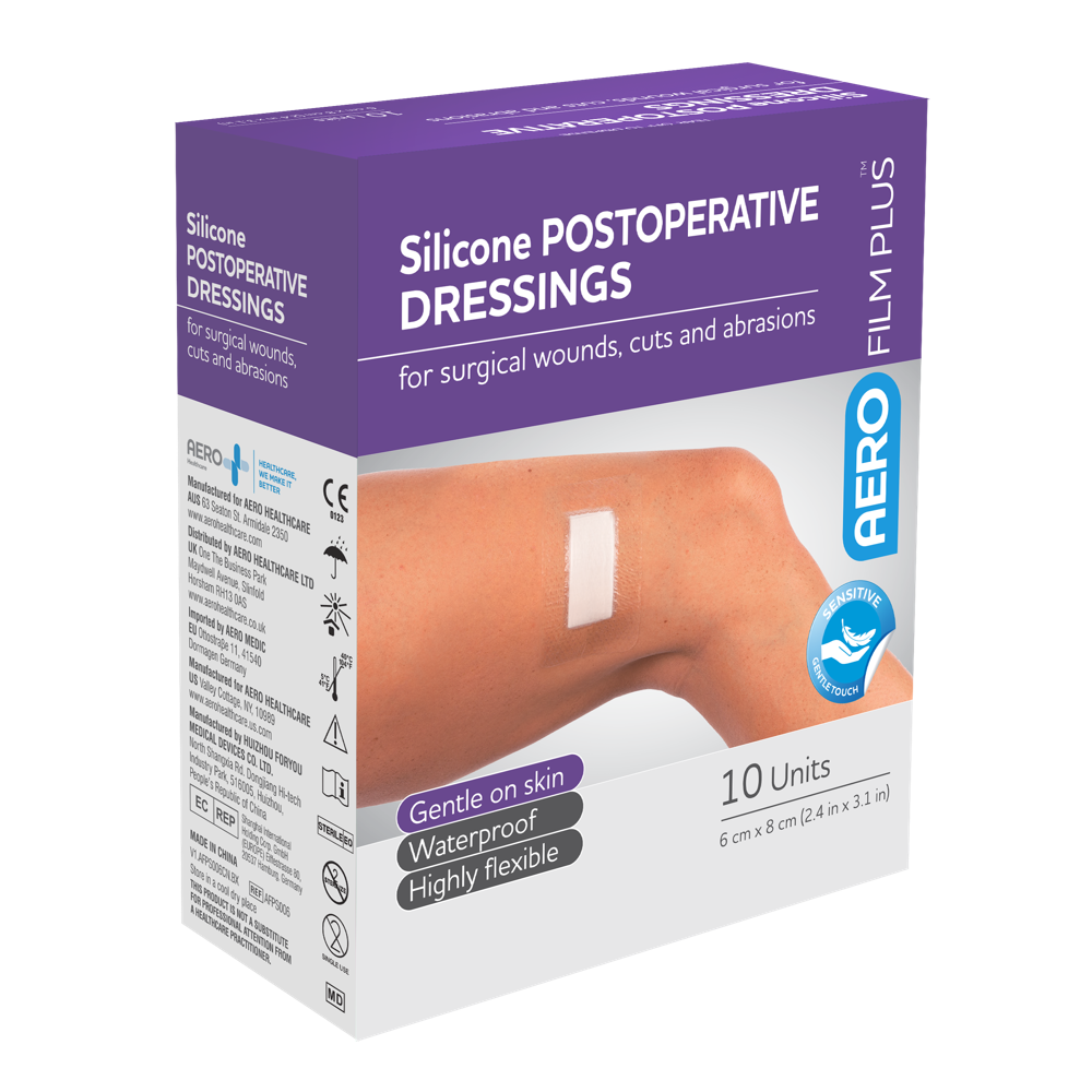 Aero Healthcare AEROFILM PLUS Sensitive Silicone Postoperative Dressing 6 x 8cm  Box/10