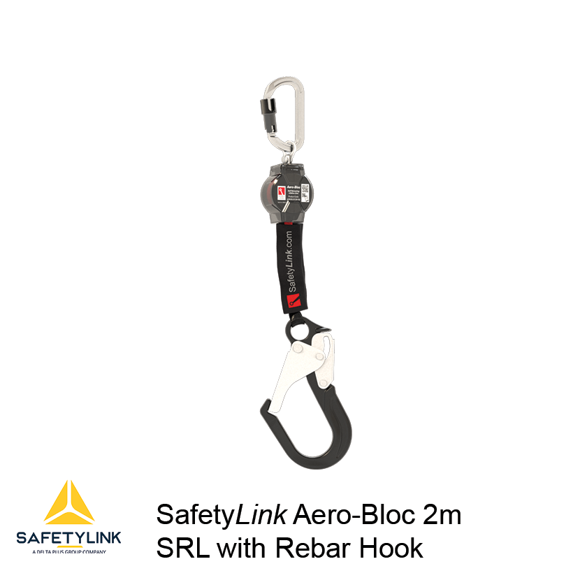 Safetylink AERO BLOC 2m Self Retracting Lifeline -Rebar Hook (AEROBLOC2M-RH-KB)