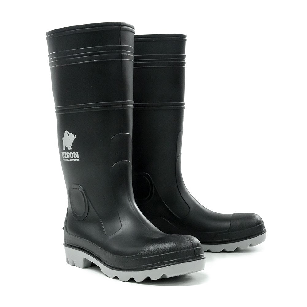 Bison Gumboot Inca Pvc Black Grey